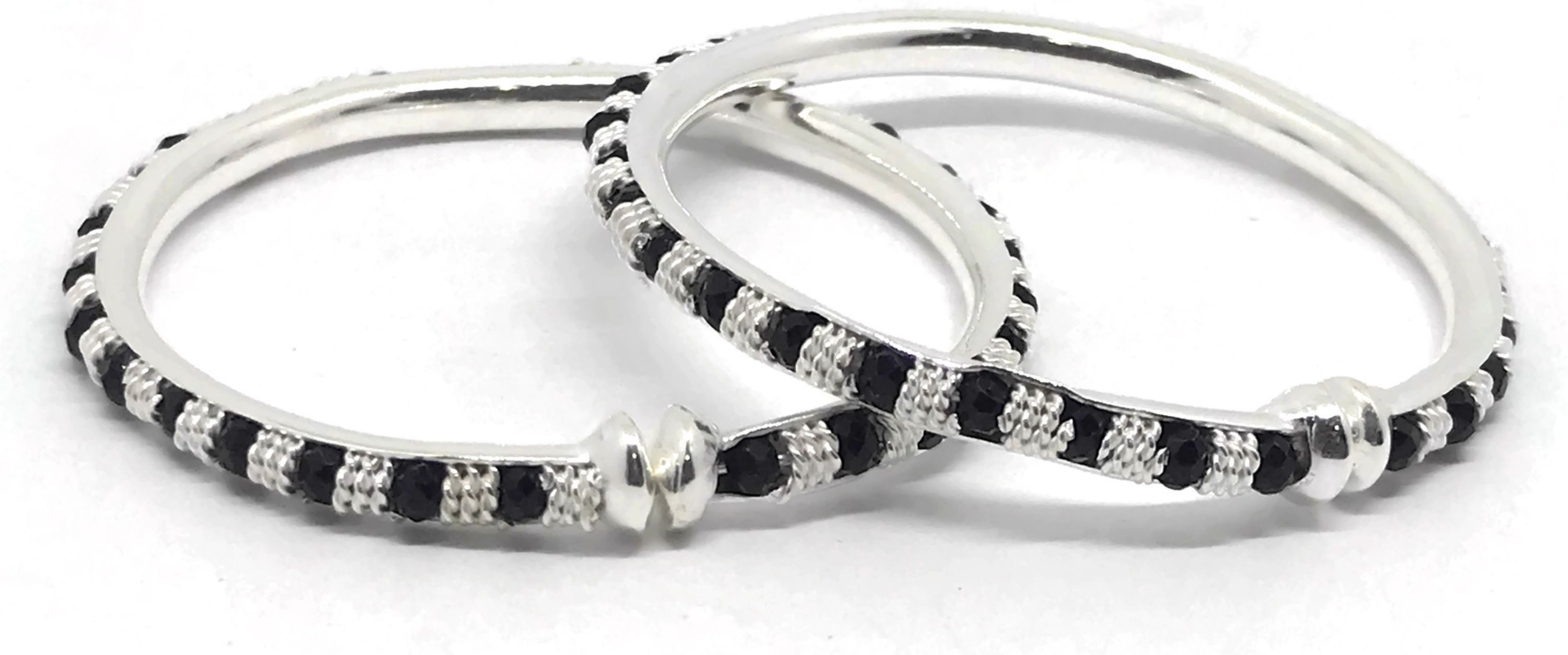 Baby silver bangles on sale with black beads